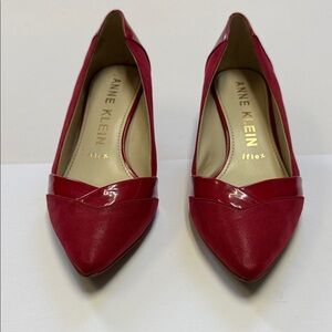 Anne Klein Cherry Red Pointed-Toe heels with Glossy Band